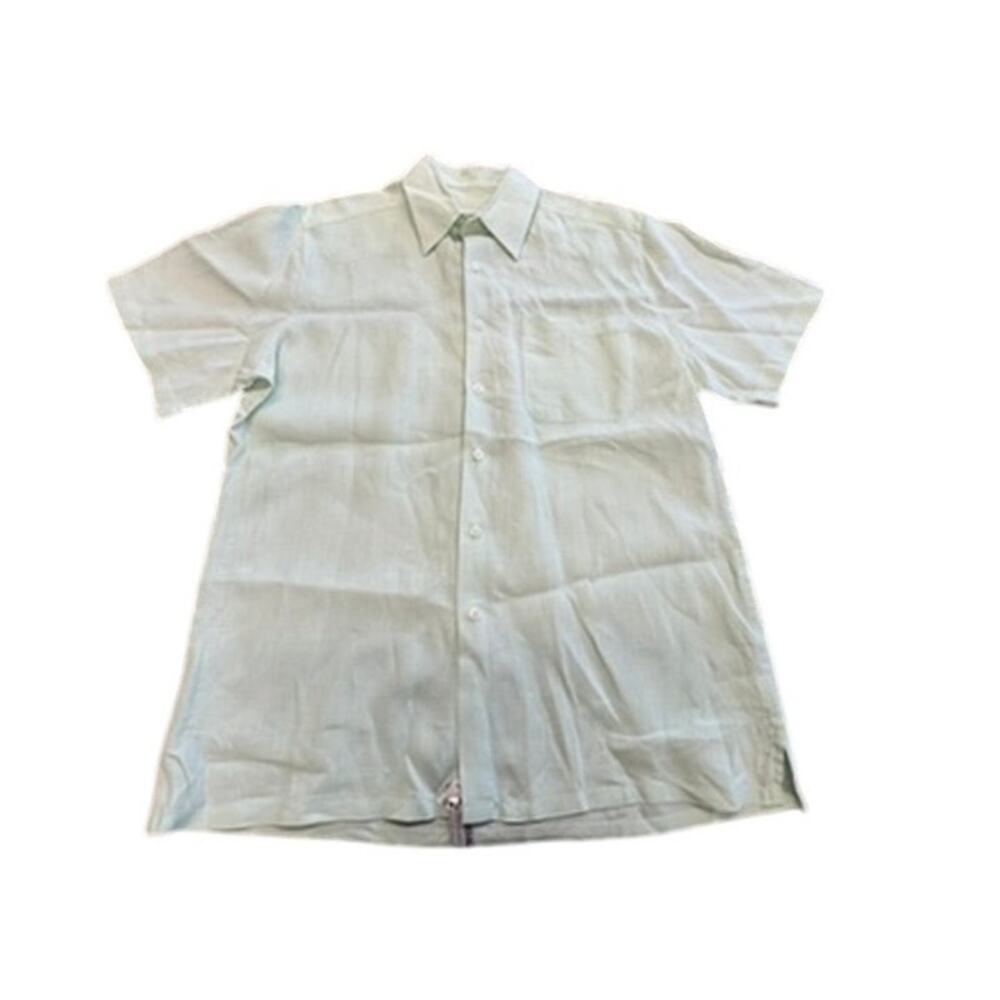 "PRONTO-UOMO" Men's 100% Linen Button Up Lt. Grn Top SZ L Beach Poolside Summer‎